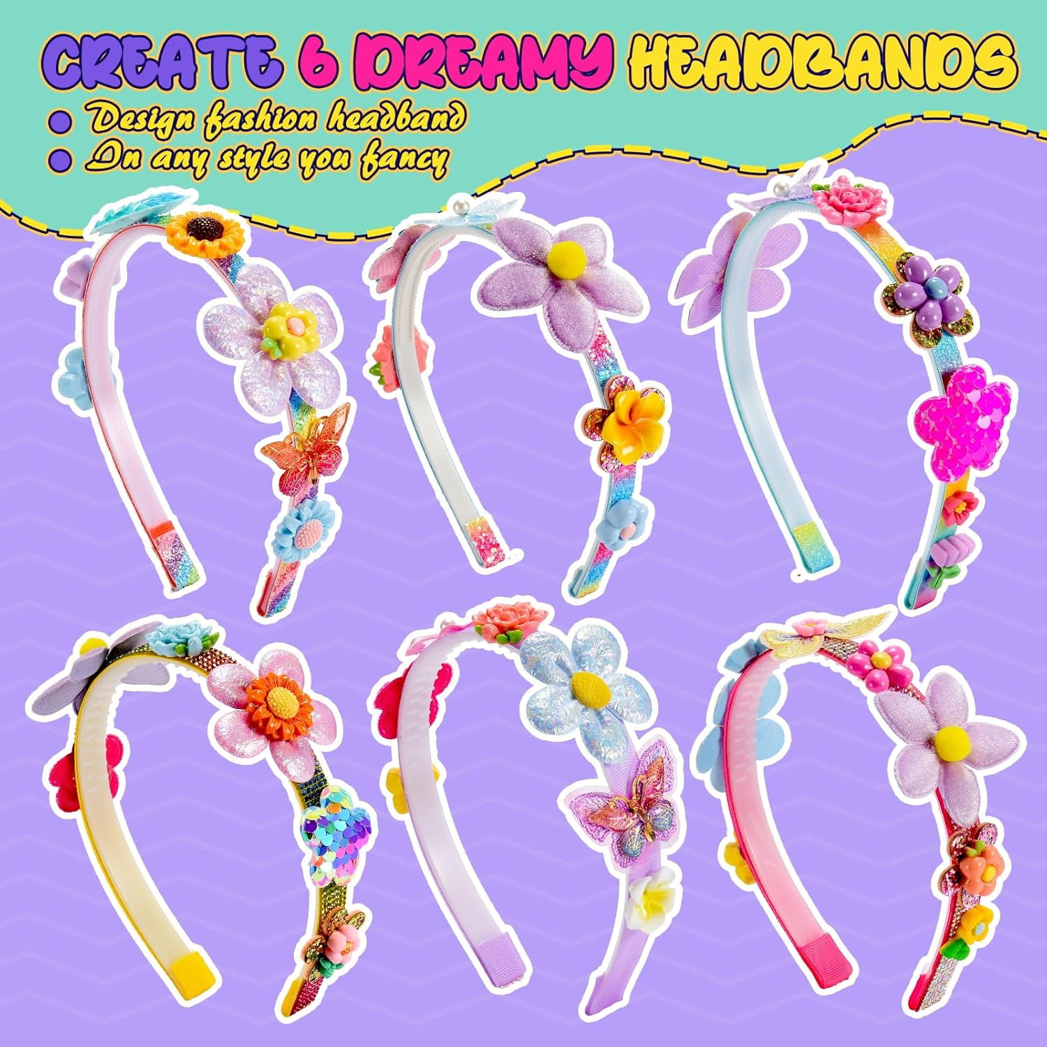 Hair Accessories for Girls: Headband Making Kit Toys Age 6-8 Arts and Crafts Set 4-8 8-12, DIY Accessories Set for 4 5 6 7 8 9 10 11 Year Old Girls Birthday Xmas Gift