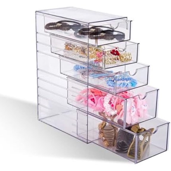 Hair Accessories Organizer, Clear Hair Ties and Pins Organizer Storage ...