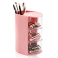 thumbnail image 1 of Hair Accessories Organizer with Hair Brush Holder, 3-Layer Rotatable Clear Storage Box for Makeup Brushes, Jewelry, Hair Clips, Earrings, Necklaces, Bracelets(Pink), 1 of 7