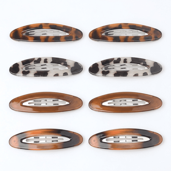 Hair Accessories For Women, 8pcs Cute Barrettes 9cm Large Oval Snap Decorative Clips Retro Tortoise Shell Leopard Side Hair Clips For Girls Thick Thin Styling Bangs 90s Accessory