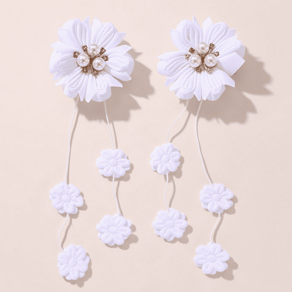 Hair Accessories for Girls Flower Tassels Hair Bow Clips 2pcs(6.29×2.16in)