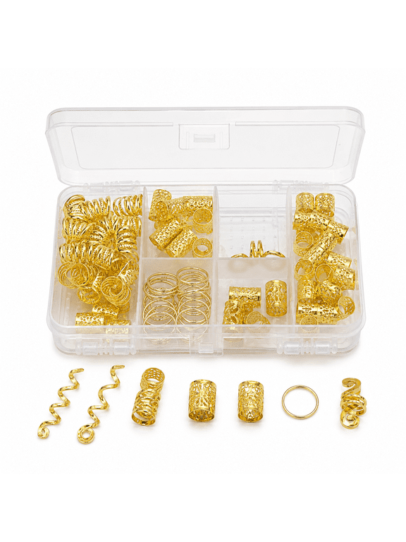 47 Piece Loc Hair Jewelry Set,Gold Dreadlock Beads and Hair Clips for Women Braids
