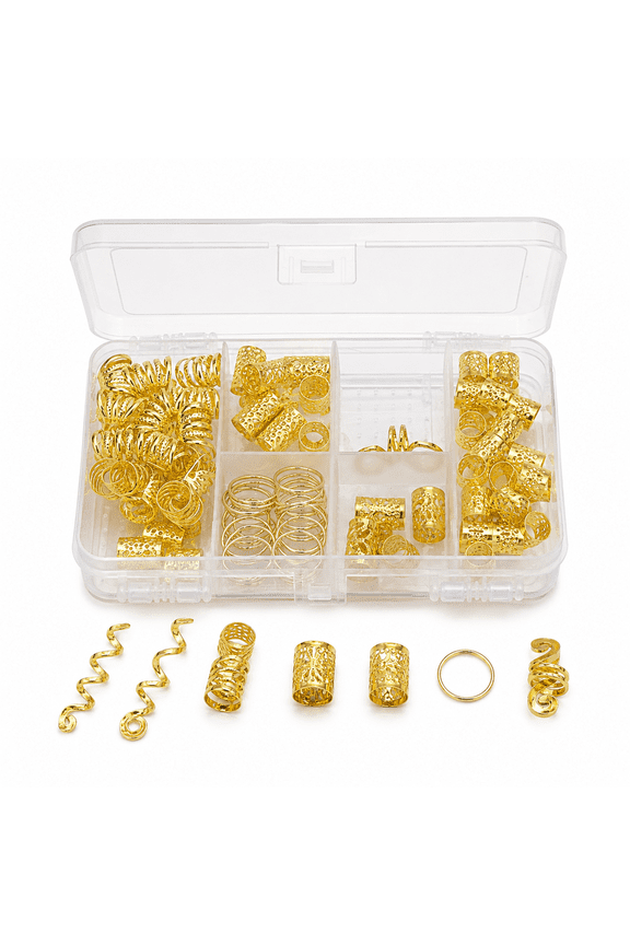 Hair Accessories Loc Hair Jewelry for Women Braids 47 PCS - Gold Dreadlock Beads & Metal Hair Clips, Braids Jewelry for Locs