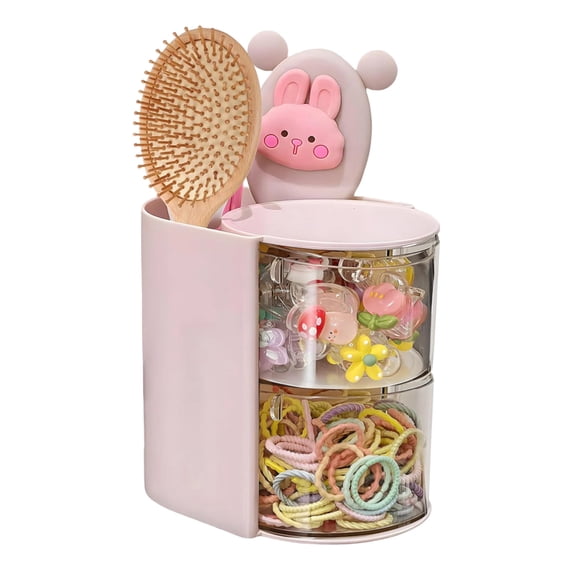 Hair Accessory Organizer, 3-Layer Clear Hair Accessories Organizer Rotatable Small Jewelry Box for Clip Earring Necklaces, The Latest Gift for A Girl