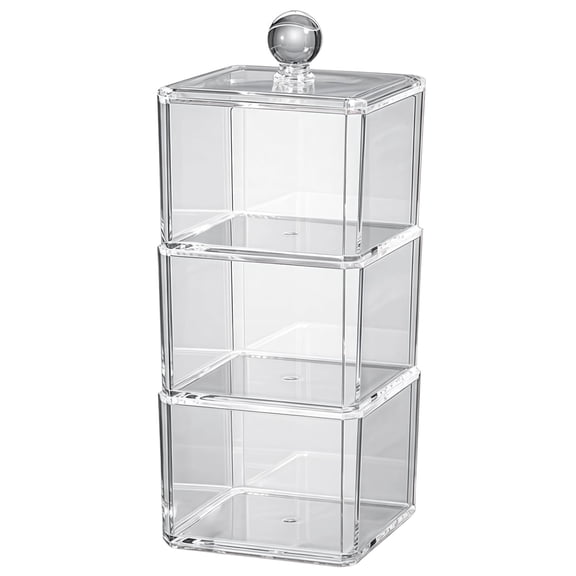 Hair Accessory Organizer for Girls, Transparent Three-Tier Storage Box, Clear Acrylic Design, Keeps Hair Stuff Dust-Free, Ideal for Clips and Bands