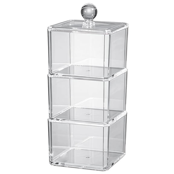 Hair Accessory Organizer for Girls, Transparent Three-Tier Storage Box, Clear Acrylic Design, Keeps Hair Stuff Dust-Free, Ideal for Clips and Bands