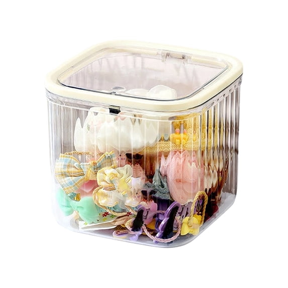 Hair Accessory Storage Box with Flip Top Lid Clear Plastic Organizer Case for Clips Bows Ties Bands and Small