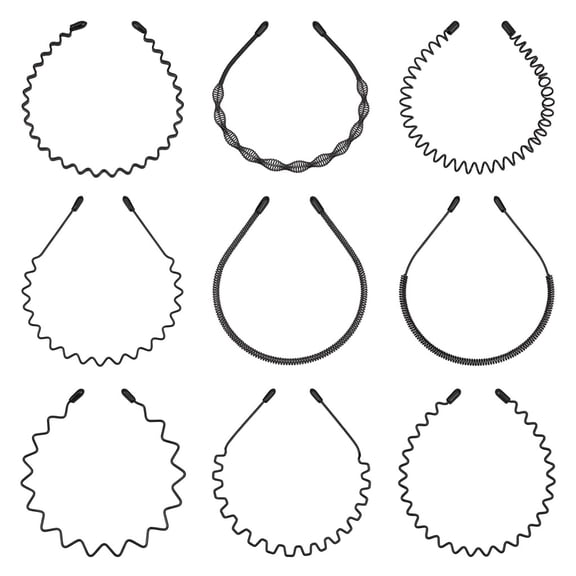 9PCS Metal Headband for Men, Non Slip Wave Hair Band, Wire Grip Flexible wire frame provides adjustable non-slip fit, secure grip and comfortable hair control for men