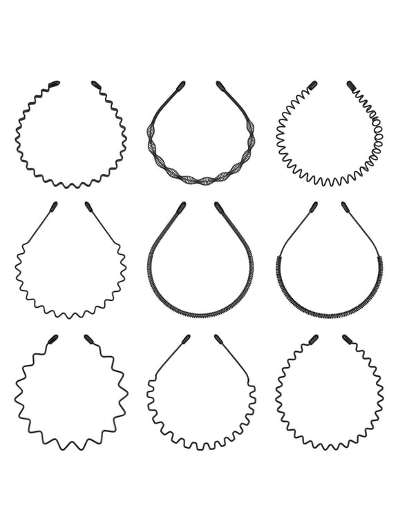 9PCS Metal Headband for Men, Non Slip Wave Hair Band, Wire Grip Flexible wire frame provides adjustable non-slip fit, secure grip and comfortable hair control for men