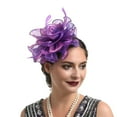 thumbnail image 1 of Hair Bandana, Purple Hat For Women Wedding Flower Mesh Feathers Tea Party Headband, Bandana Scarf, One Size, Bandanas for Women, Bandana Headband, 1 of 5