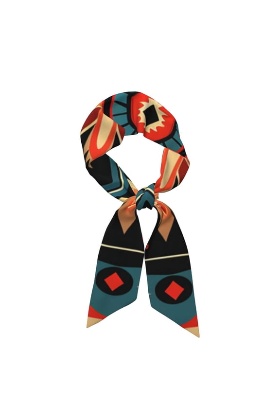 Hair Bandanas Scarf For Women Fashion Neck Silk Feeling Satin Head Handbags Scarves, Aztec Baja Western Native Southwest