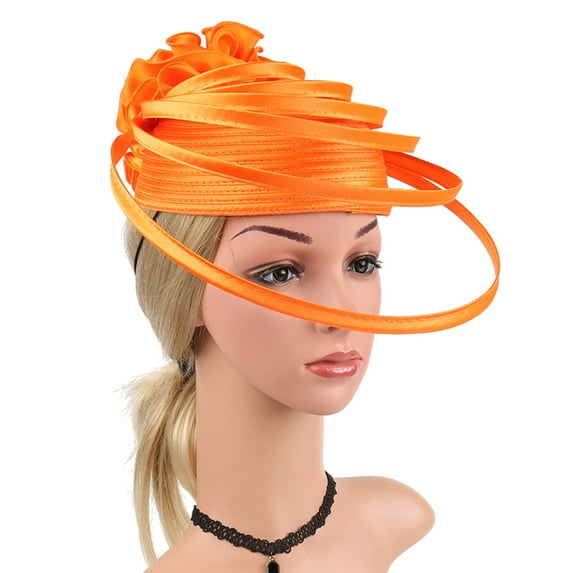 Hair Bandanas for Women, Orange Tea Party Fascinator Kentuckys Derbys Hat Fascinator Pillbox Hat Headband For Cocktail, Bandana Beanie for Women, One Size, Hair Bandana, Bandana Scarf