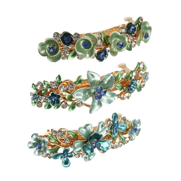 Hair Barrettes Hair Accessories for Women Hair Clips Sparkly Glitter Rhinestones Hairpin 3 Pcs Blue