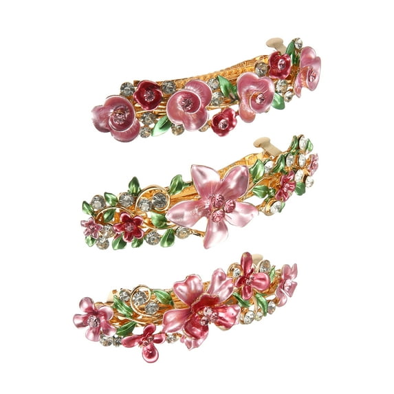 Hair Barrettes Hair Accessories for Women Hair Clips Sparkly Glitter Rhinestones Hairpin 3 Pcs Pink