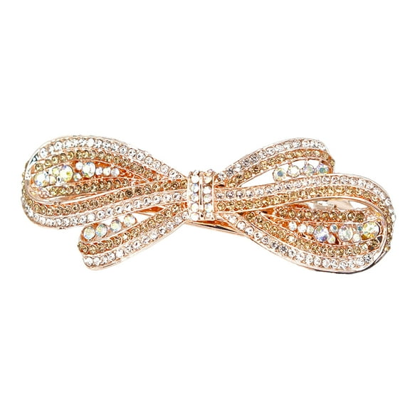 Hair Barrettes for Women, Rhinestone Hair Clips Crystal Leaf French Barrette Wedding Hair Clips Vintage Bridal Hair Pins - Gold