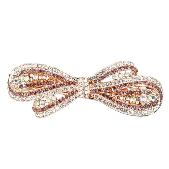 Hair Barrettes for Women, Rhinestone Hair Clips Crystal Leaf French Barrette Wedding Hair Clips Vintage Bridal Hair Pins - Purple