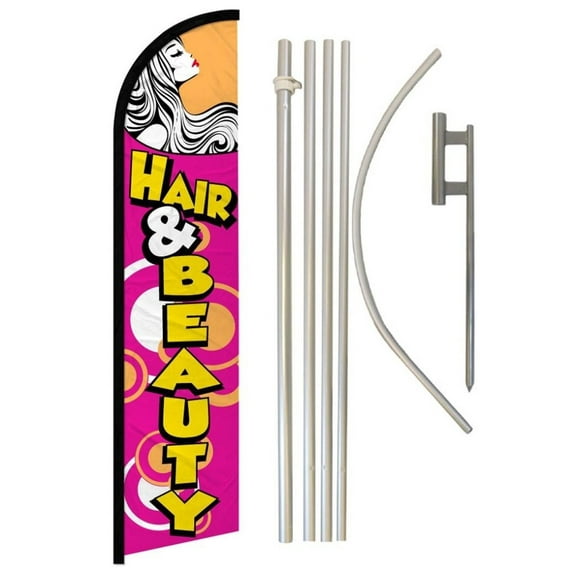 Hair & Beauty Windless Banner Flag & Pole Kit