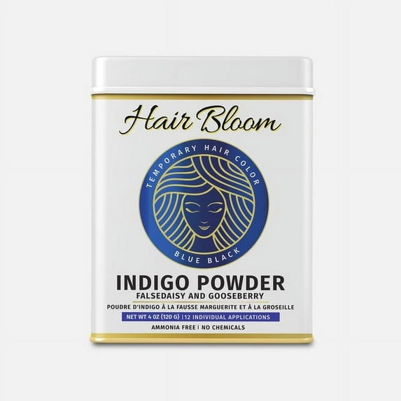 Pride of India Hair Bloom Natural Blue Black Hair Color Powder - 12 ct