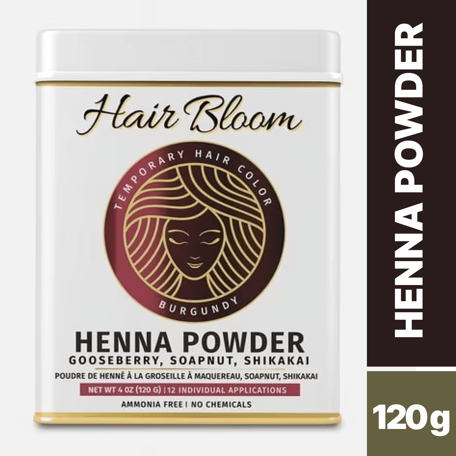 Pride Of India - Hair Bloom Natural Burgundy Hair Color- Herbal Henna Burgundy Hair Color| Net WT 120 GMS  Powder-12 Ct, 10 Gms Sachets-Reusable Brush And Tray Included- Shiny And Smooth