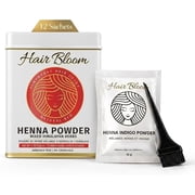 Pride Of India Natural Red Hair Color- Henna Mixed Himalayan Herbs Hair Color Powder - Net WT 4 OZ 120 GMS 12 Individual Sachets 10 GM Each- Reusable Brush And Tray Included- Shiny And Smooth