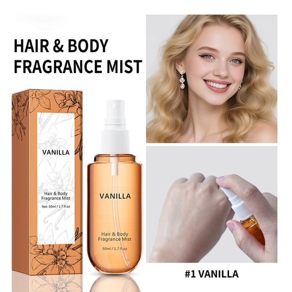 Hair and Body Mist in Vanilla or Rose Scent – Alcohol-Free Fragrance Spray for Hair and Skin,Long-Lasting and Light Scent,Travel-Friendly Size for On-the-Go Freshness,50ml