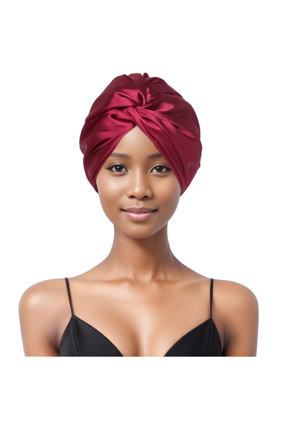 Hair Bonnet For Sleeping Silk Head Scarf For Sleeping Double-layer Adjustable Hat (Pink )