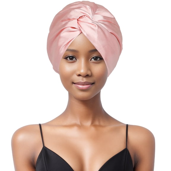 Hair Bonnet For Sleeping Silk Head Scarf For Sleeping Double-layer Adjustable Hat (Pink )