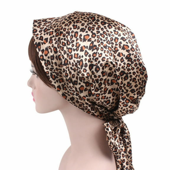 Hair Bonnet Hat Reusable Printing Pattern Polyester Bowknot Reduce Frizz Shower Cap for Woman