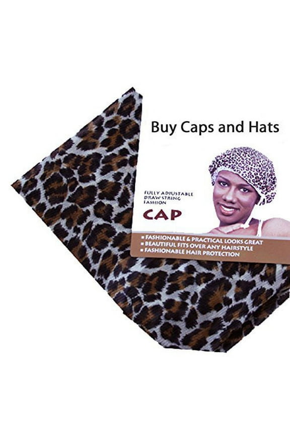 Hair Bonnets Sleeping and Shower Caps Head Wraps (Leopard Draw String Fashion Cap)