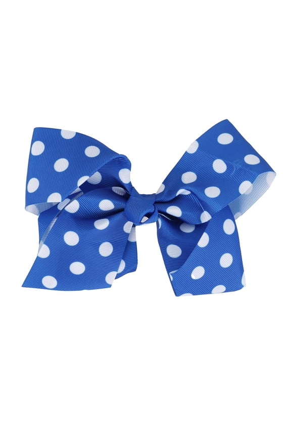 Hair Bow 6 inch Polka Dot Hair Clip Youth (Royal Blue)