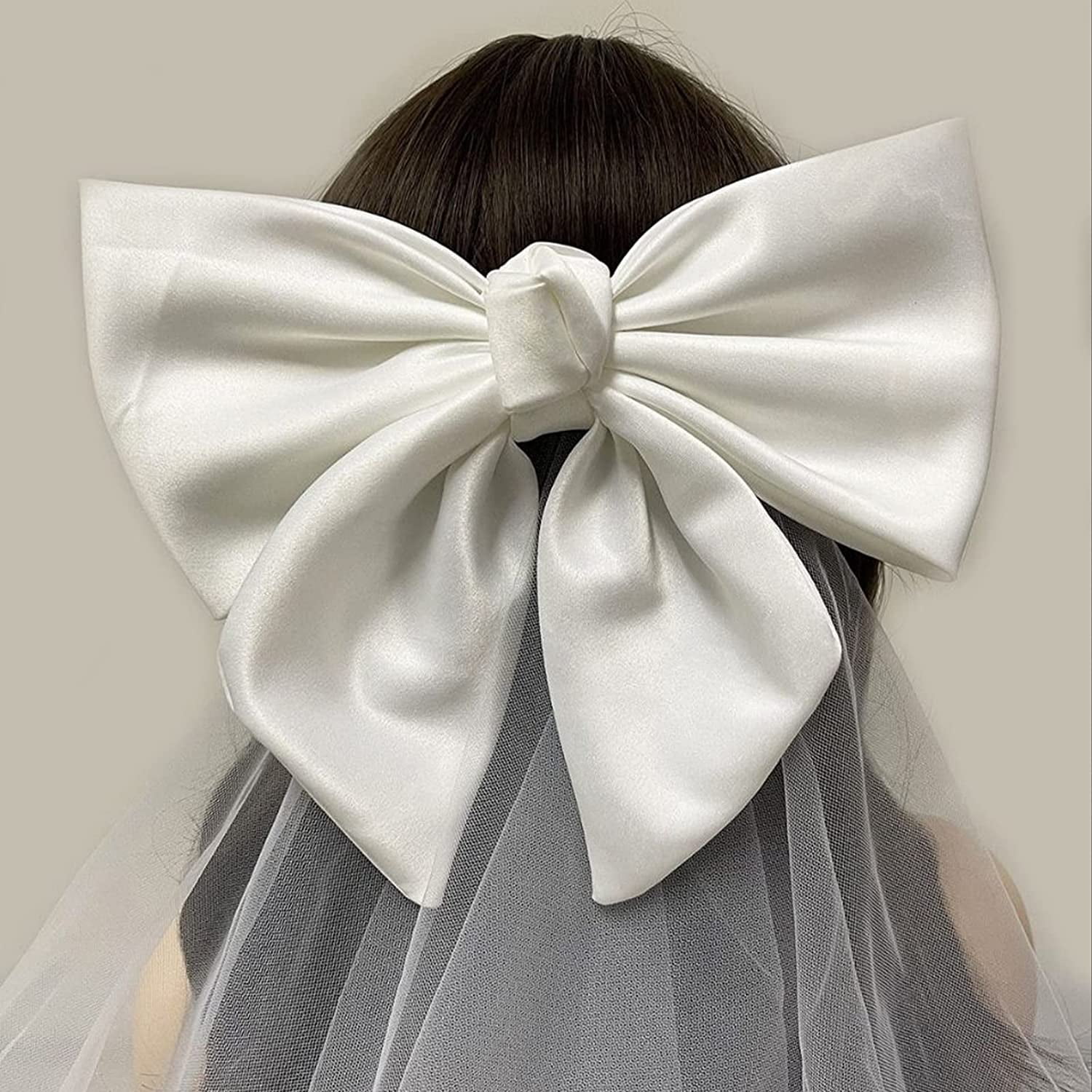 Luxury Satin Wedding Hair Bow Bride Accessories Bachelorette Gift Satin Bridal Hair Bow | Rituals Ceremonials Bridal  main image 3