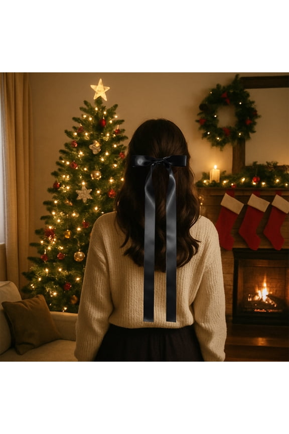 Hair Bow Clip with Extra Long Ribbon and Large Bow, Versatile Hair Accessory for Back of Head Styling, Ideal for Girls and Women for Parties, Gifts and Everyday Use