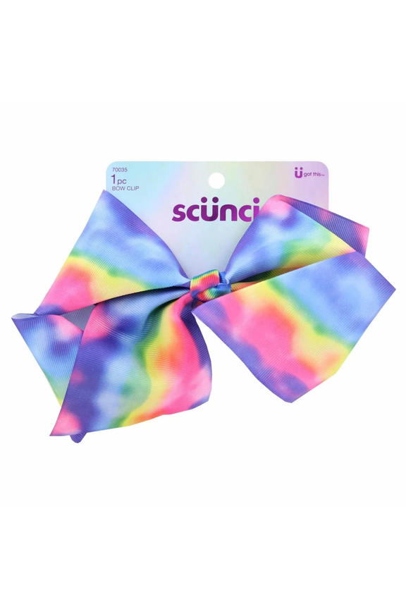 Hair Bow Clip in Rainbow, Oversized Tie Dye Hair Accessory for Girls, Women, Secure Sturdy Clip, Fun Colorful Design, Perfect for Everyday Hairstyles, Special Occasions, All Hair Types, Mix