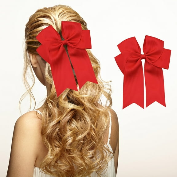 Hair Bow Clip, Ribbon Hair Clip, 6-Inch Ribbed Satin Fishtail Double Layered Bow Hair Clip for Children’s Hair Accessories, Durable and Easy To Use Hair Clip for Everyday and Special Occasions