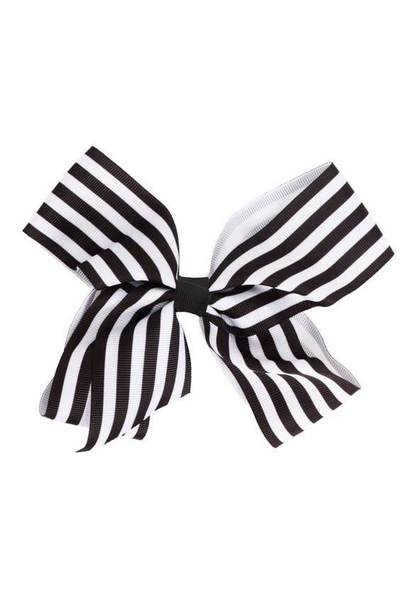 Hair Bow with Striped Grosgrain Ribbon, 6 inch Hairbow