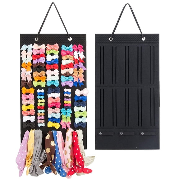 Felt Hanging Bow Storage Organizer – Wall Mounted Holder with Multiple Slots & Hooks for Hair Accessories, Home Closet Bedroom Display