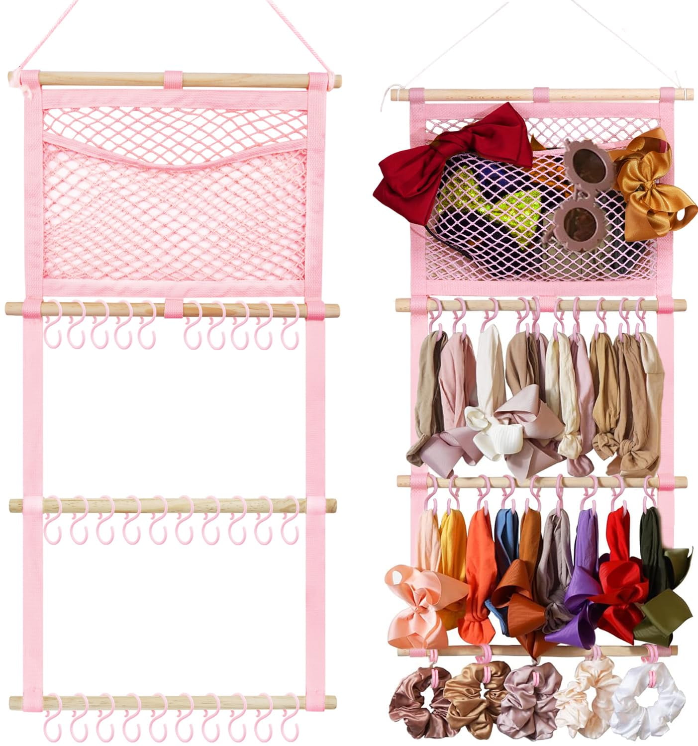 Hair Bows Organizer for Baby Girls Large Capacity Bow Holder Hair Accessories Wall Hanging Organizer for Toddler Baby Girl Nursery Room Decor