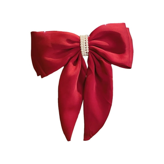 Hair Bows for Women, Big Bow Hair Clips for Girls, Silky Satin Hair Bows Clips Oversized Long Tail, Large Hair Barrettes Cute Aesthetic Hair Accessories, Metal Bow Hair Clips Neutral Color