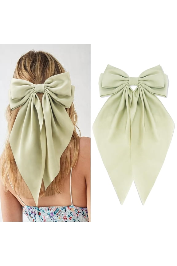 Hair Bows for Women Girls Red Silky Satin Large Coquette Hair Bow Oversized Hair Ribbons Big Hair Bows Clip Long Tail Bowknot Hair Barrettes Halloween Christmas Hair Accessories