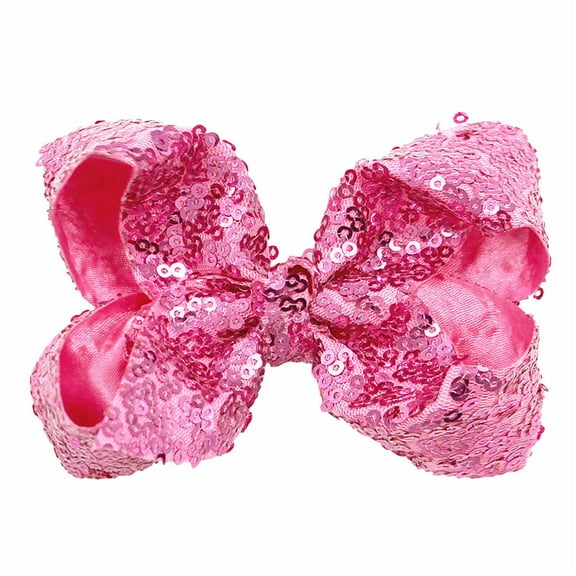 Hair Bows for Girls, 4 Inches Sequins Bows Alligator Hair Clip Hair Barrettes Accessories for Women Teens Girls Kids (Red)