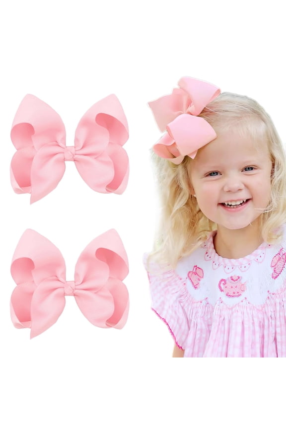 Hair Bows for Girls Alligator Clips Grosgrain Ribbon Solid Color Hair Accessories for Little Teen Toddler Girls Kids (8inch-White)