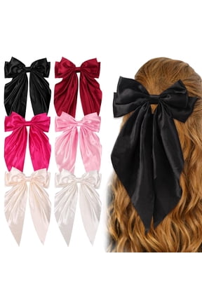 Hair Bows for Women Girls Big Hair Bows Clip Silky Satin Large Hair Ribbons Oversized Long Tail Hair Bows Hair Barrettes Hair Accessories Gifts