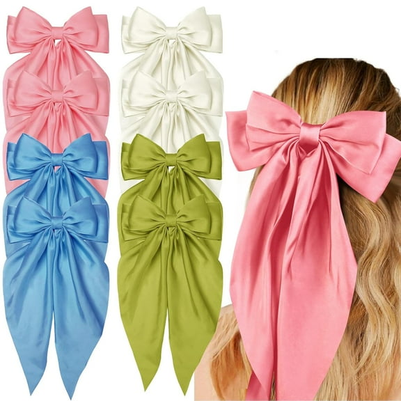 Hair Bows for Women Girls Hair Ribbon Bow Hair Clips with Long Tails Vintage Hair Accessories for Women-Hair Bows Set 5
