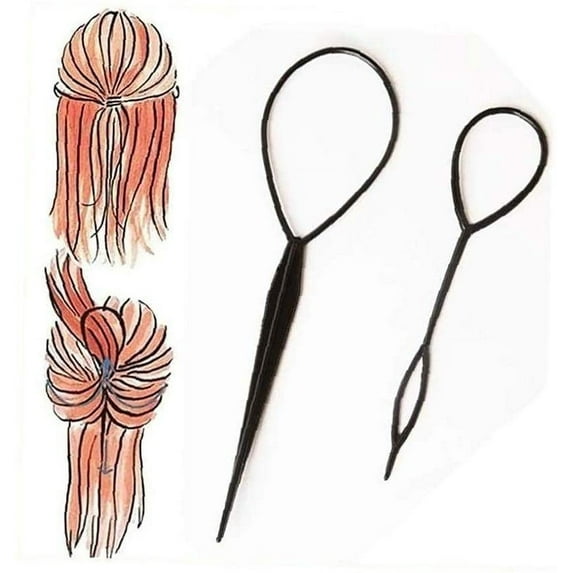 Hair Braid Maker,Ponytail Styling Maker,Ponytail Topsy Tail Loop Plastic Resin Hair Styling Tool Accessories Match Daily Outfit Black 5 Set 10PCS