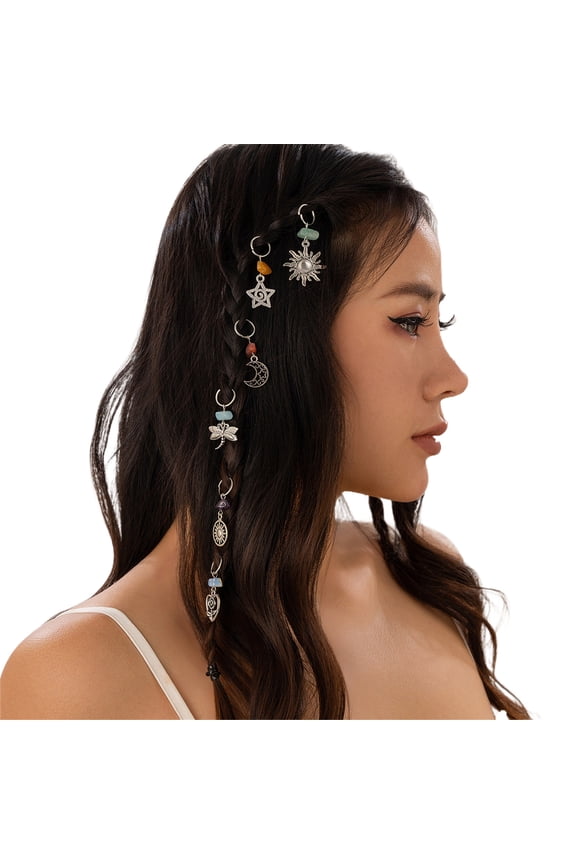 Hair Braid Rings Dreadlocks Hair Rings Charm Clip Hair Braiding Accessories Hair Styling Pendant Ethnic Hair Decoration