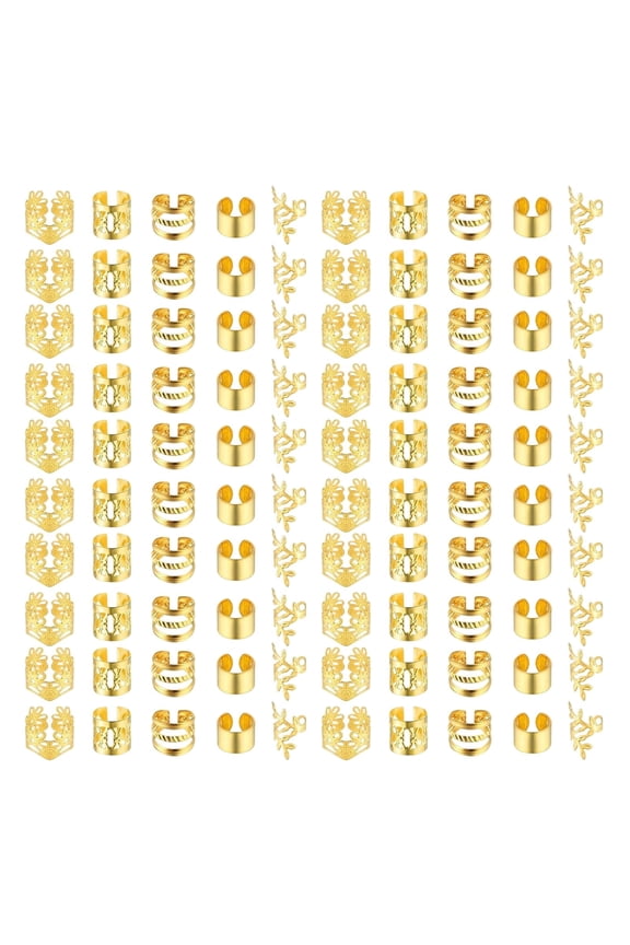 Hair Braid Rings Hair Set, 80 Pieces Metal Hair Jewelry Pendant Rings Charm Hair Clip Braiding Circle, Dreadlocks Hair Accessories/Decoration for Woman and Man, Gold