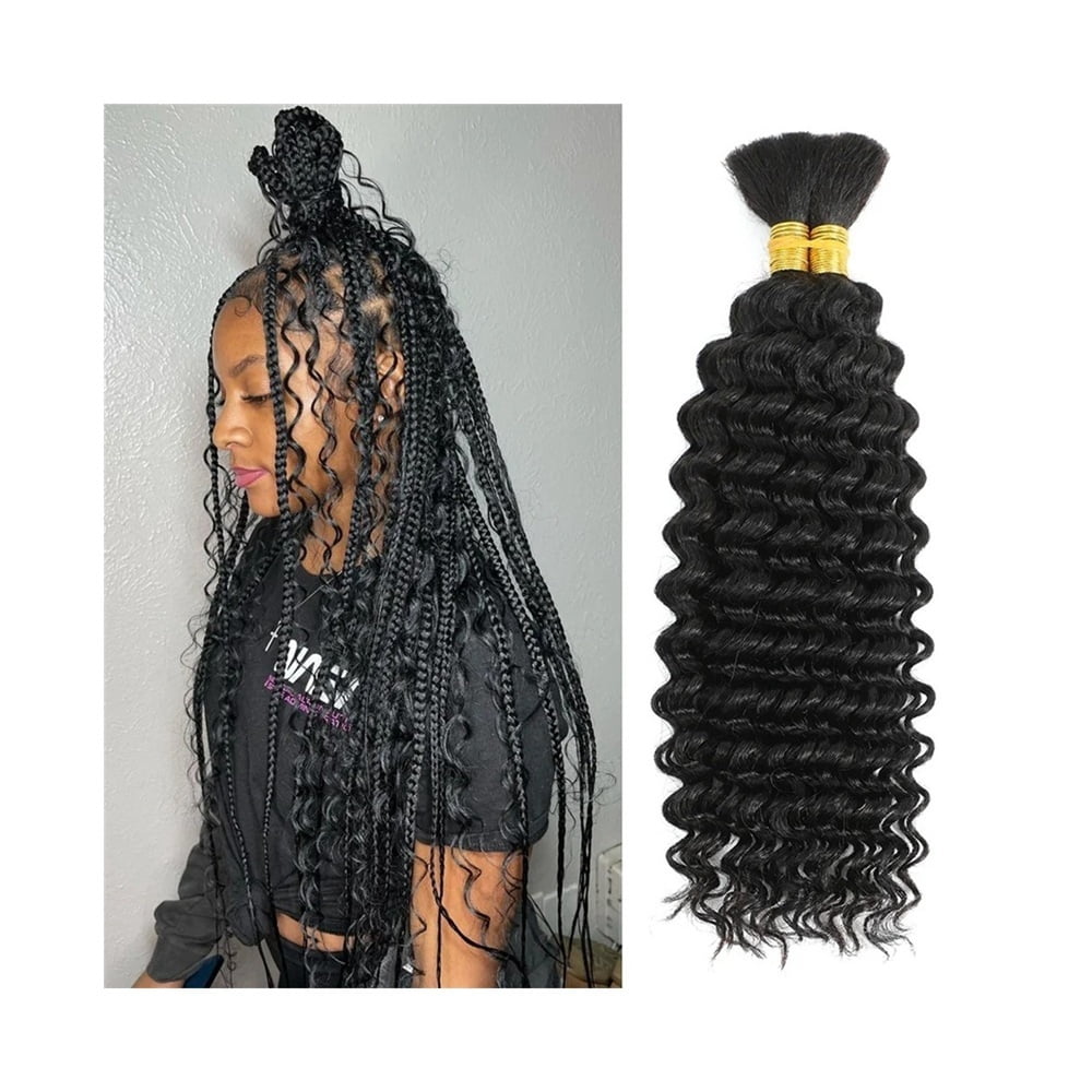 Hair Braiding Human Hair Deep Wave 1 Bundles/Pack 100g 18-20 Inch Natural Color No Weft