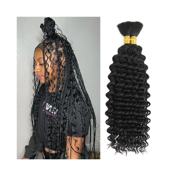 Hair Braiding Human Hair Deep Wave 1 Bundles/Pack 100g 18-20 Inch Natural Color No Weft