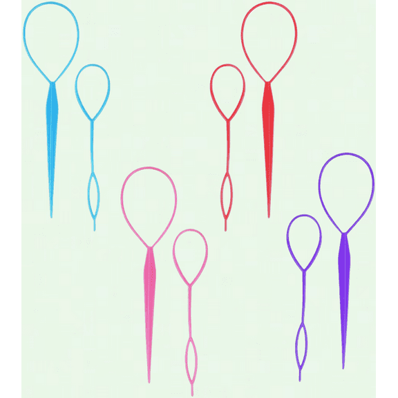 Hair Braiding Tool Kit - 8pcs Topsy Tail Loop French Braid Loop Tool - 4 Colors