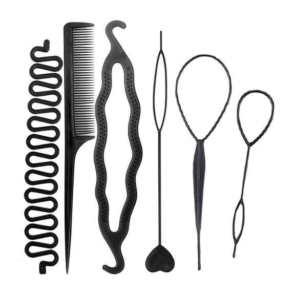 Hair Braiding Tools Hair Loop Styling Tools French Braiding Tools Hair Pull-Through Tools DIY Hair Styling Tools Hair Braiding Tools for Women and Girls (Pack of 6 )